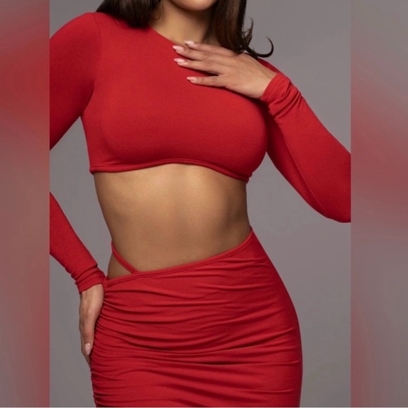 JLUXLABEL Red Crop Top and Maxi Skirt Set - Picture 3 of 8